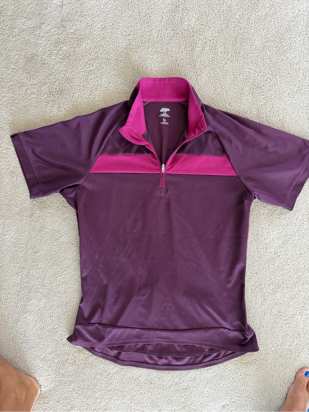 Mountain Equipment Coop Half-Zip Biking Top in Plum & Magenta